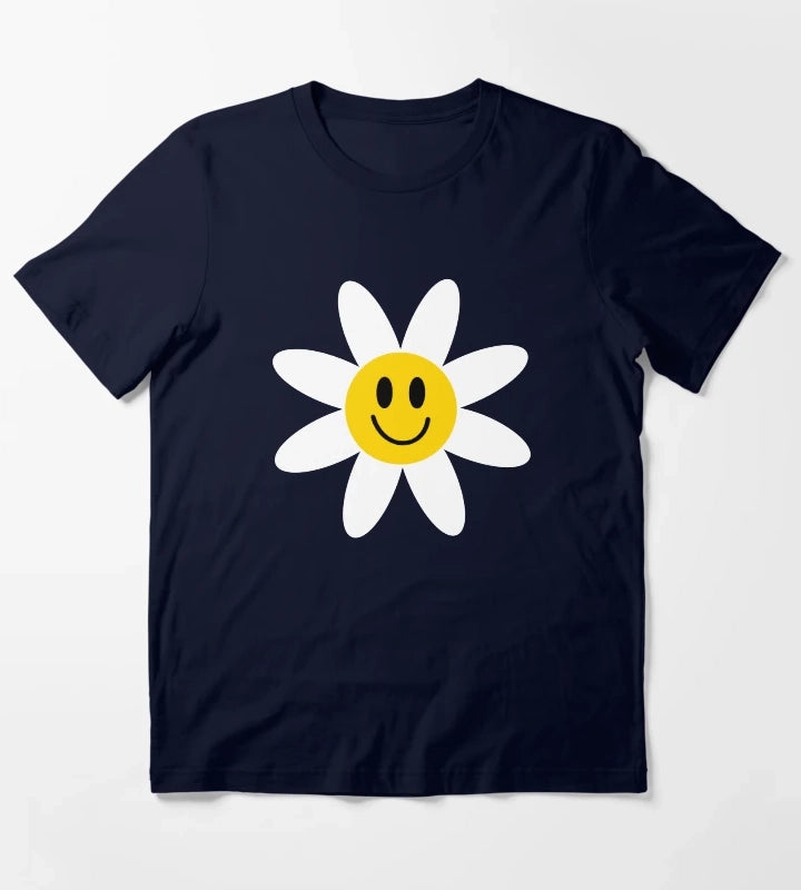 Smiling Daisies Blue T-Shirt Navy