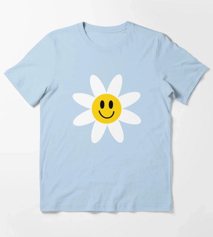 Smiling Daisies Blue T-Shirt Sky Blue