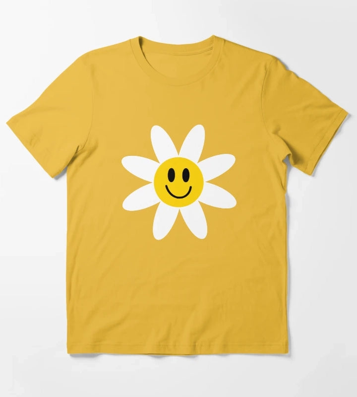 Smiling Daisies Blue T-Shirt Yellow