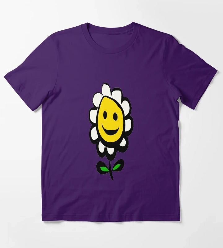 Smiling Daisy Flower T-Shirt Purple