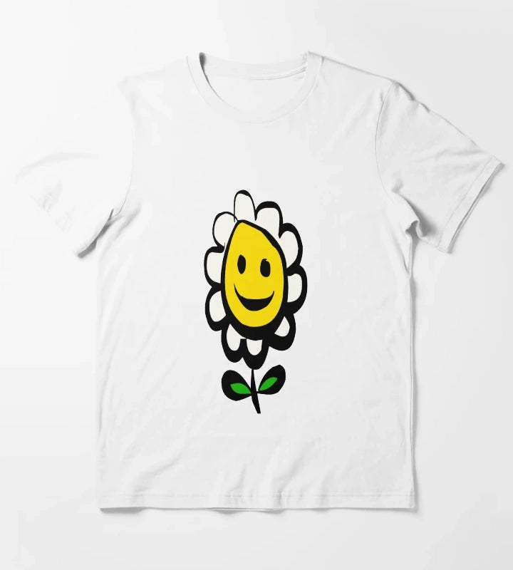 Smiling Daisy Flower T-Shirt White