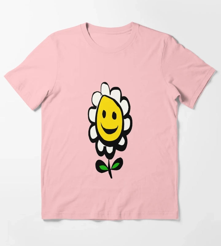 Smiling Daisy Flower T-Shirt Dark Grey