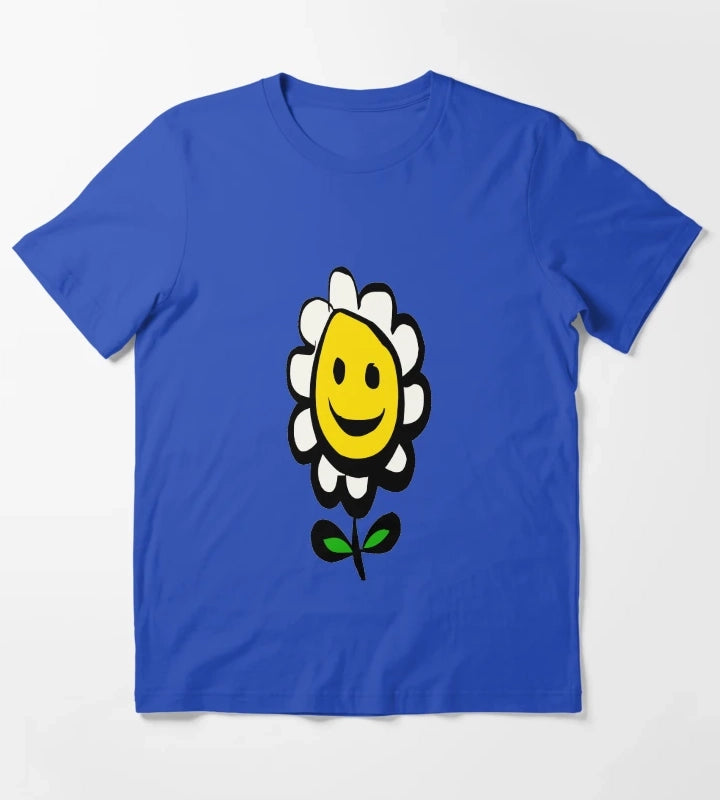 Smiling Daisy Flower T-Shirt Blue