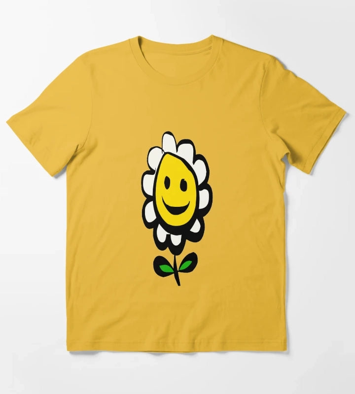 Smiling Daisy Flower T-Shirt Yellow
