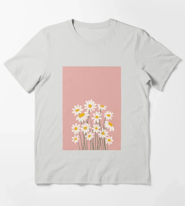 Soft daisy blooms in pastel pink T-Shirt Light Grey