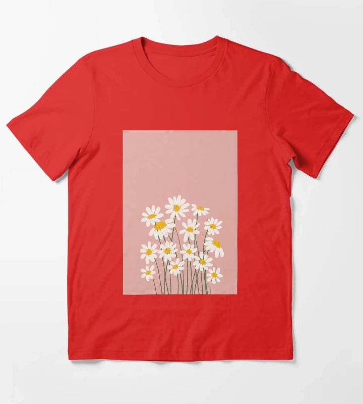 Soft daisy blooms in pastel pink T-Shirt Red