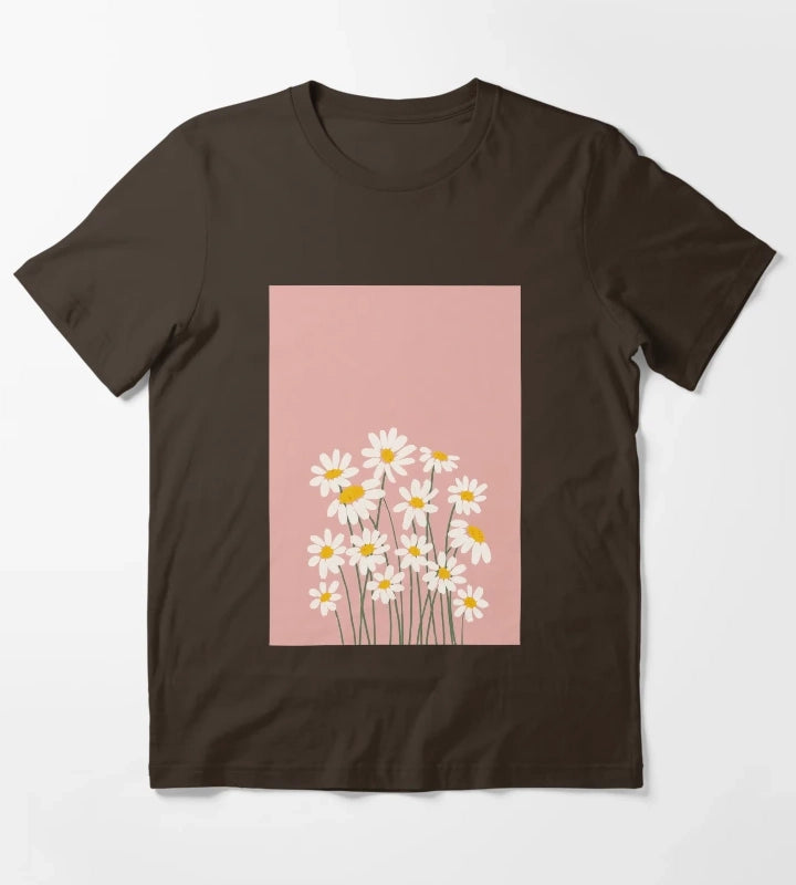 Soft daisy blooms in pastel pink T-Shirt Brown