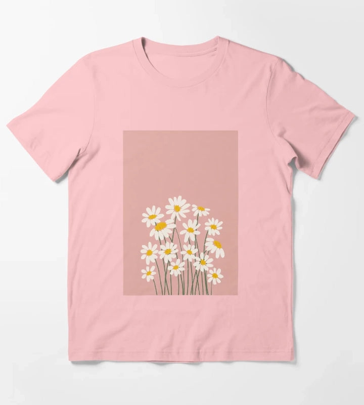 Soft daisy blooms in pastel pink T-Shirt Dark Grey