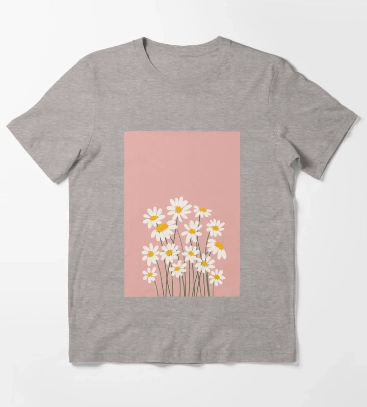 Soft daisy blooms in pastel pink T-Shirt Heather Grey