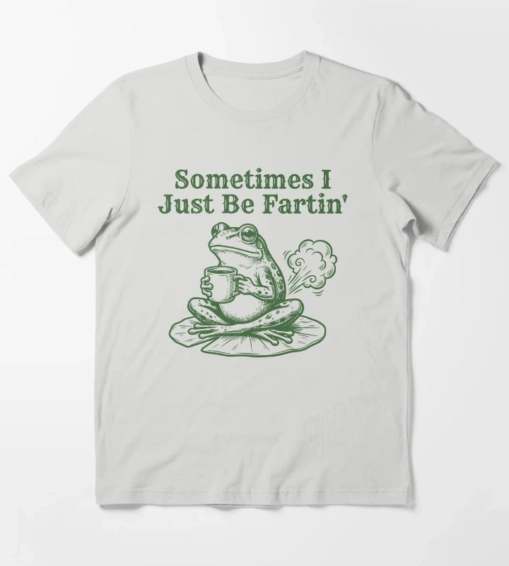 Sometimes I Just Be Fartin Funny Frog Weirdcore T-Shirt Light Grey