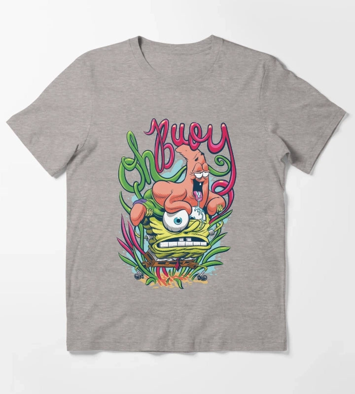 SpongeBob SquarePants And Patrick Oh Buoy T-Shirt Heather Grey