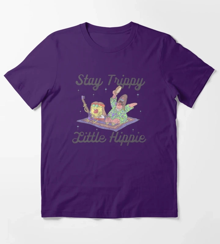 SpongeBob SquarePants And Patrick Stay Trippy Little Hippie T-Shirt Purple