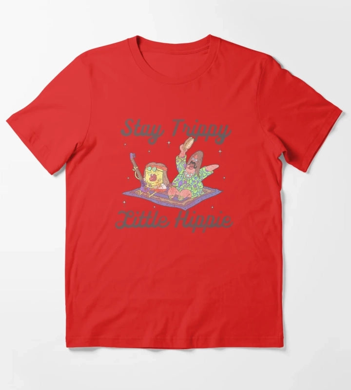 SpongeBob SquarePants And Patrick Stay Trippy Little Hippie T-Shirt Red
