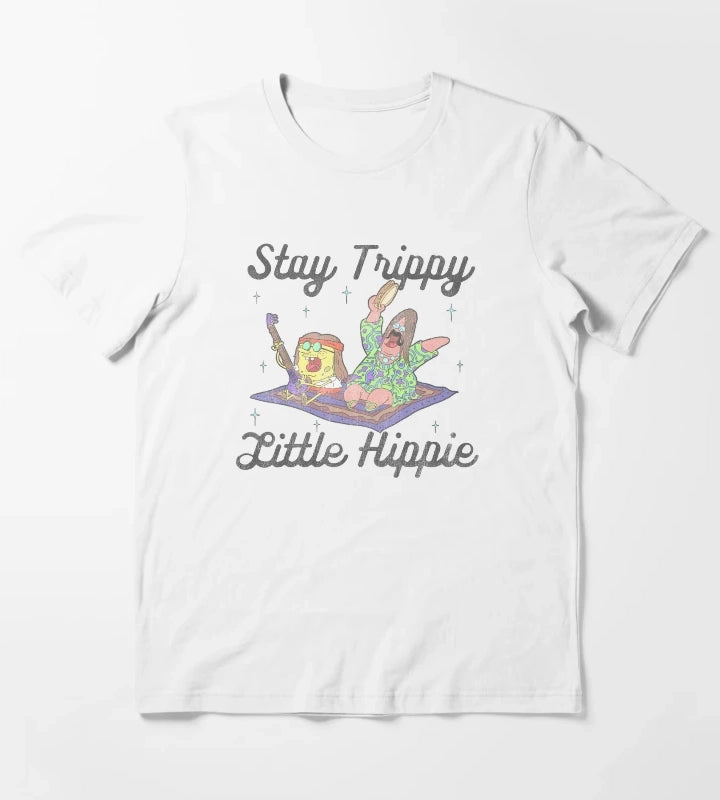 SpongeBob SquarePants And Patrick Stay Trippy Little Hippie T-Shirt White