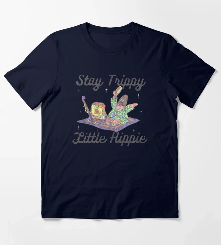 SpongeBob SquarePants And Patrick Stay Trippy Little Hippie T-Shirt Navy