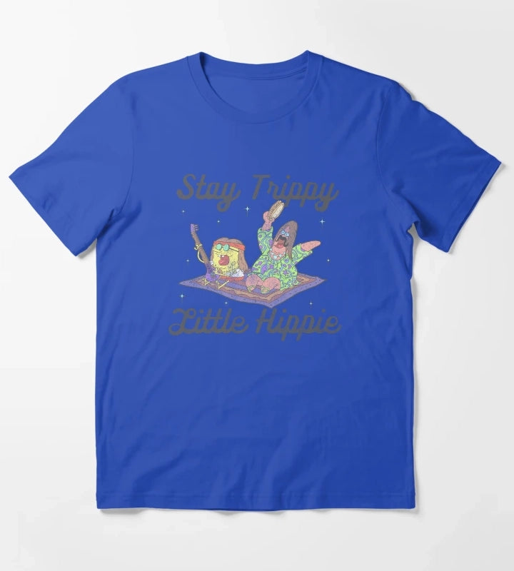 SpongeBob SquarePants And Patrick Stay Trippy Little Hippie T-Shirt Blue