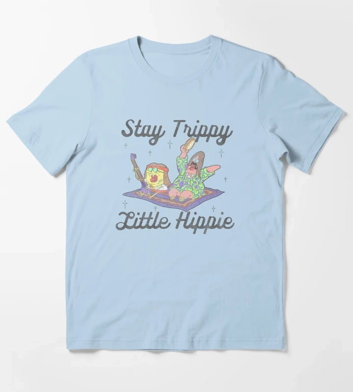 SpongeBob SquarePants And Patrick Stay Trippy Little Hippie T-Shirt Sky Blue