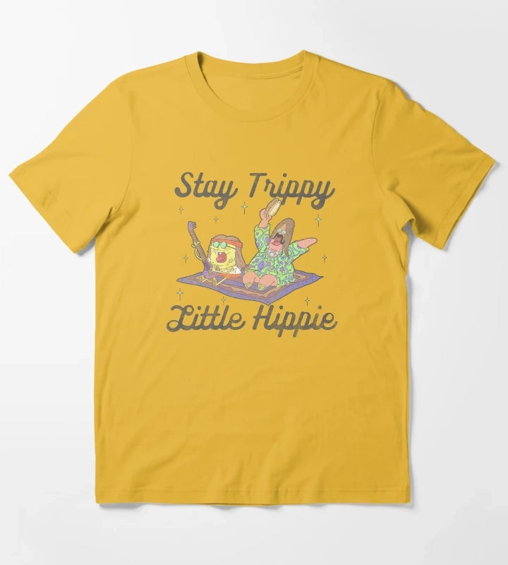 SpongeBob SquarePants And Patrick Stay Trippy Little Hippie T-Shirt Yellow