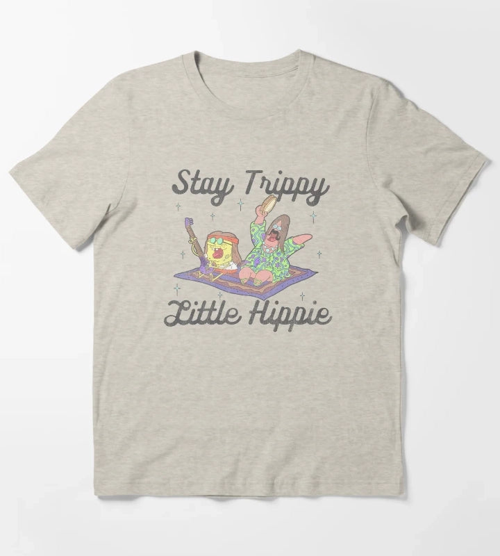 SpongeBob SquarePants And Patrick Stay Trippy Little Hippie T-Shirt Cream