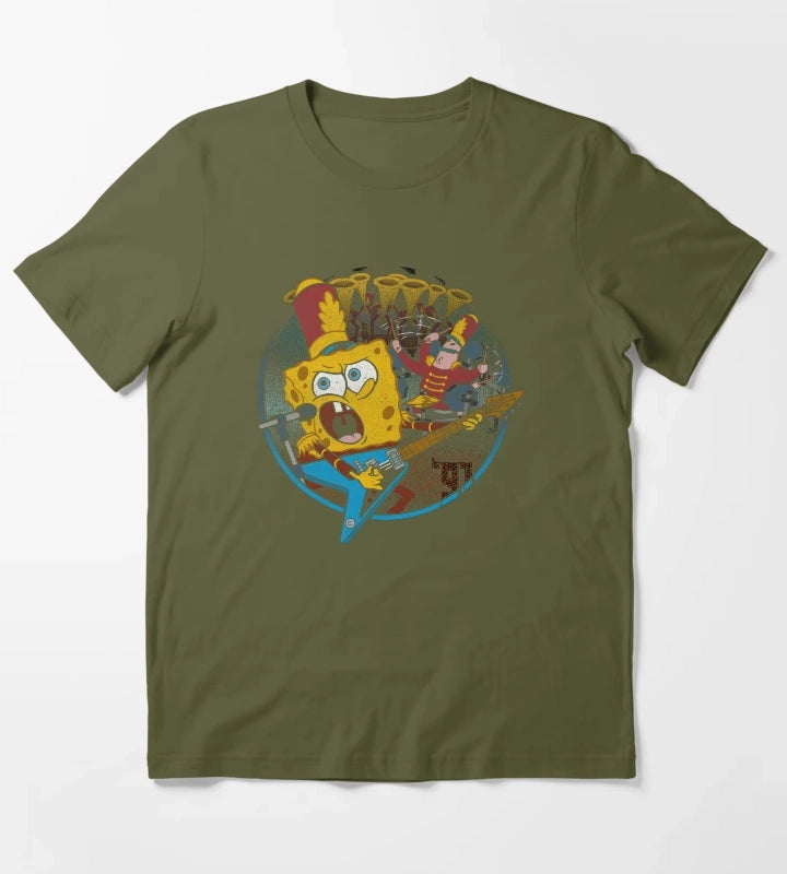 SpongeBob SquarePants And Patrick Super Bowl Band T-Shirt Olive Green