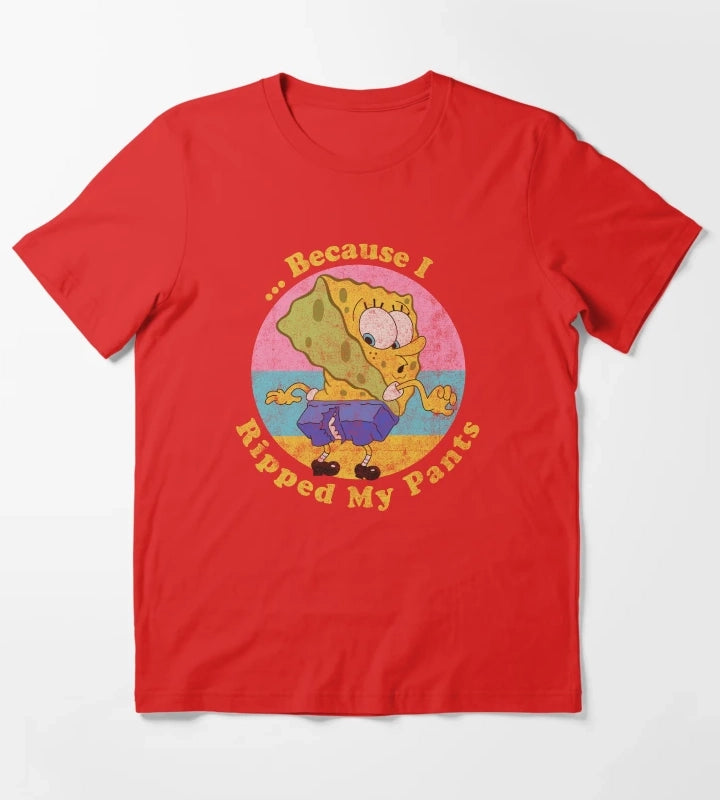 SpongeBob SquarePants Because I Ripped My Pants T-Shirt Red