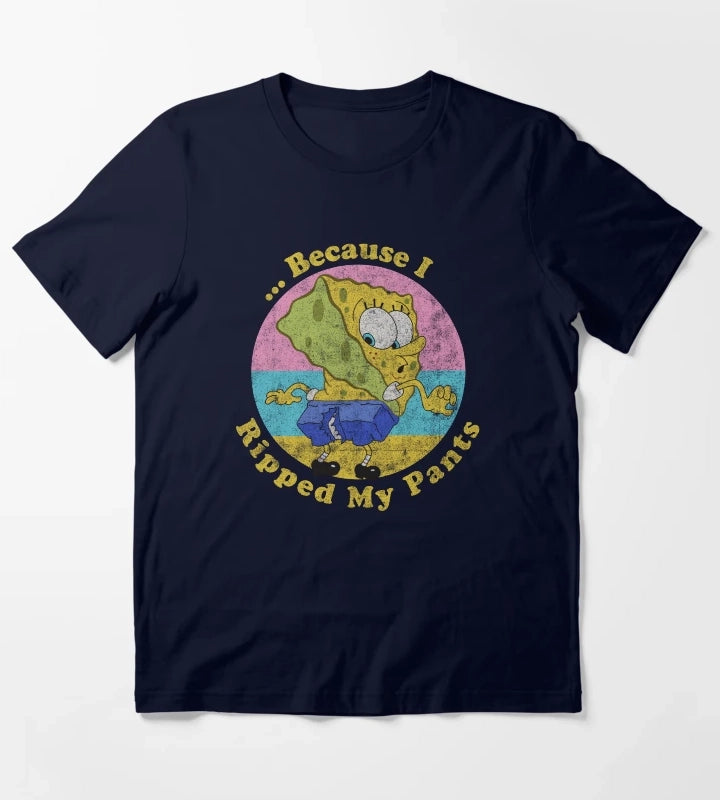 SpongeBob SquarePants Because I Ripped My Pants T-Shirt Navy