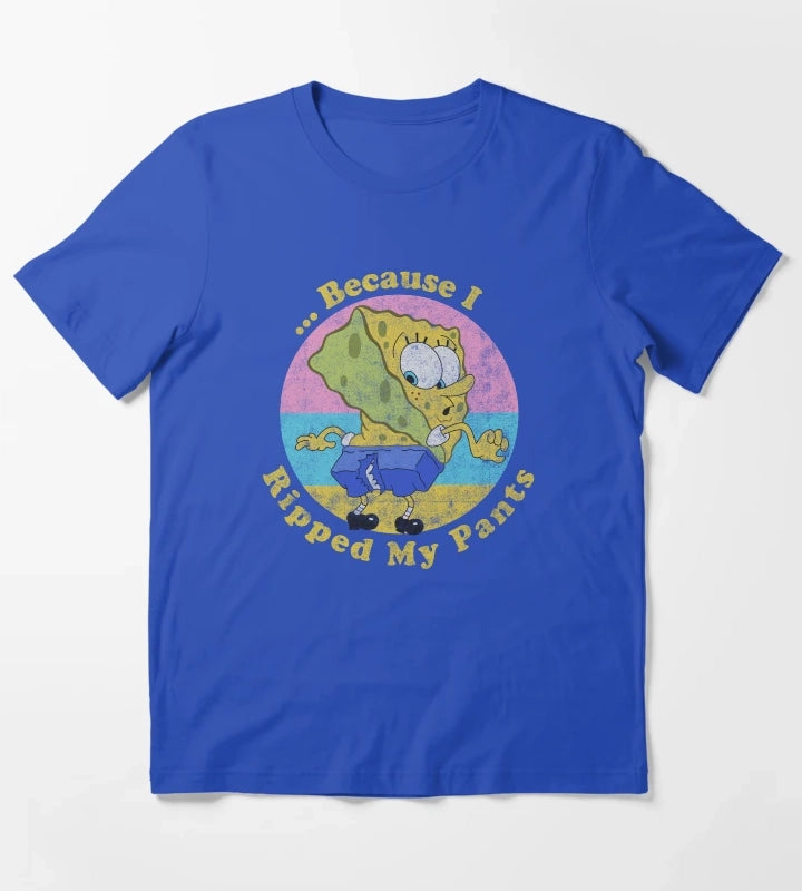 SpongeBob SquarePants Because I Ripped My Pants T-Shirt Blue