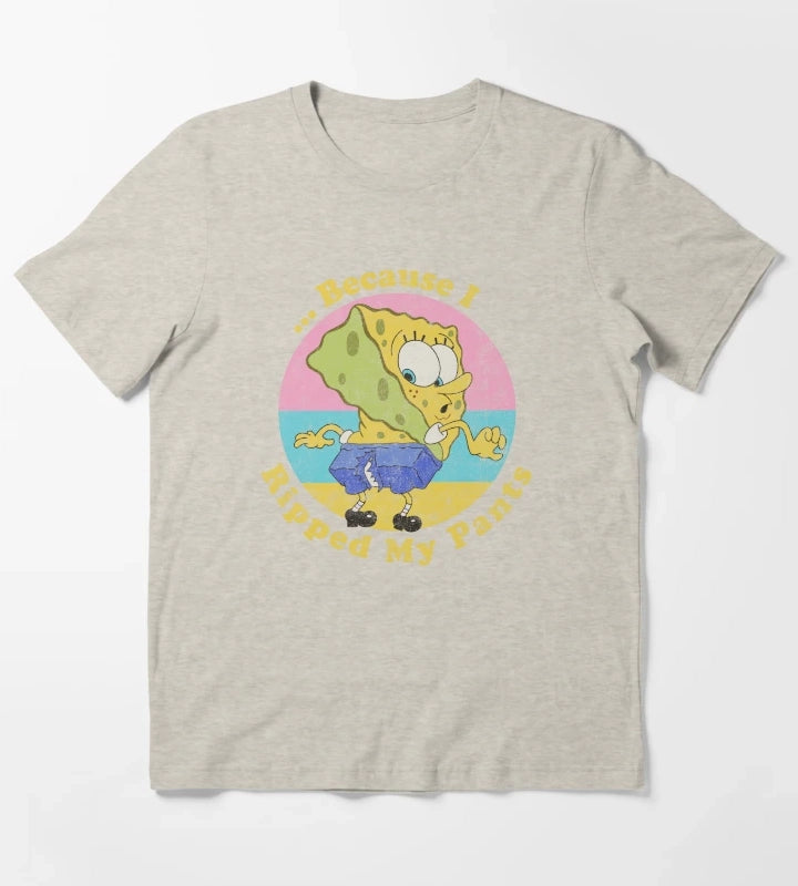 SpongeBob SquarePants Because I Ripped My Pants T-Shirt Cream