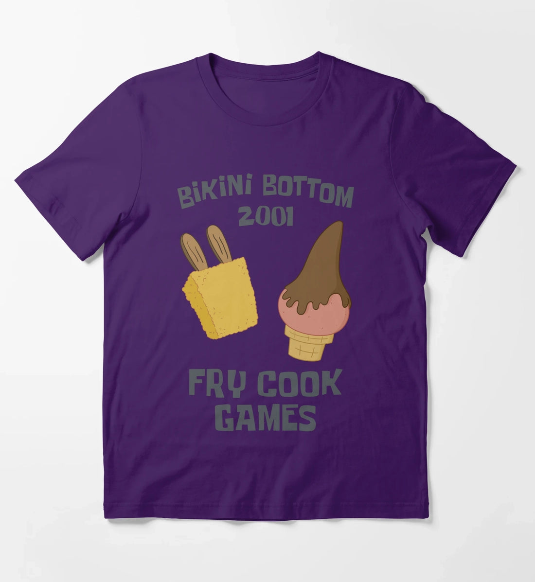 SpongeBob SquarePants Bikini Bottom 2001 Fry Cook Games T-Shirt Purple