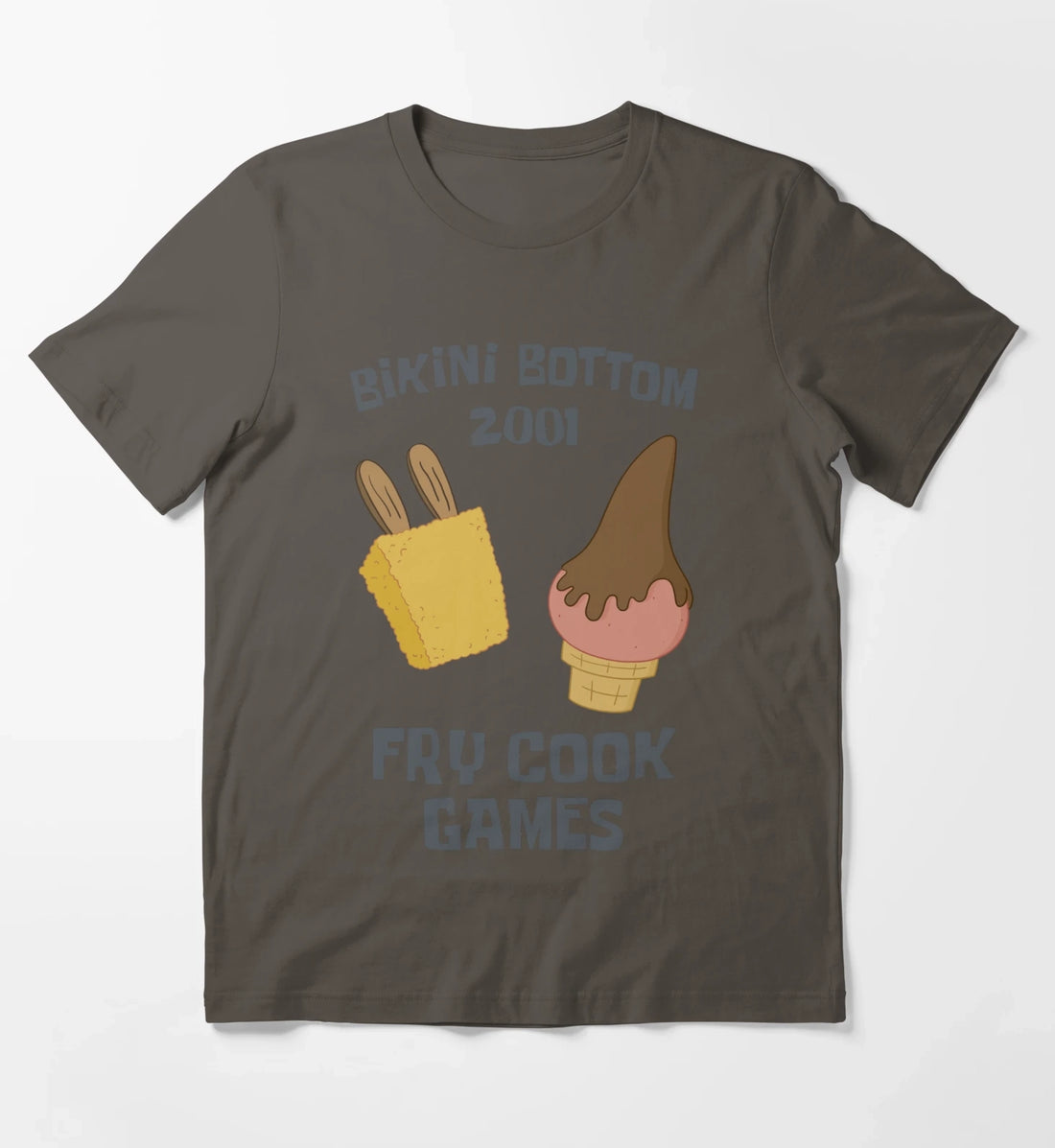 SpongeBob SquarePants Bikini Bottom 2001 Fry Cook Games T-Shirt Dark Grey