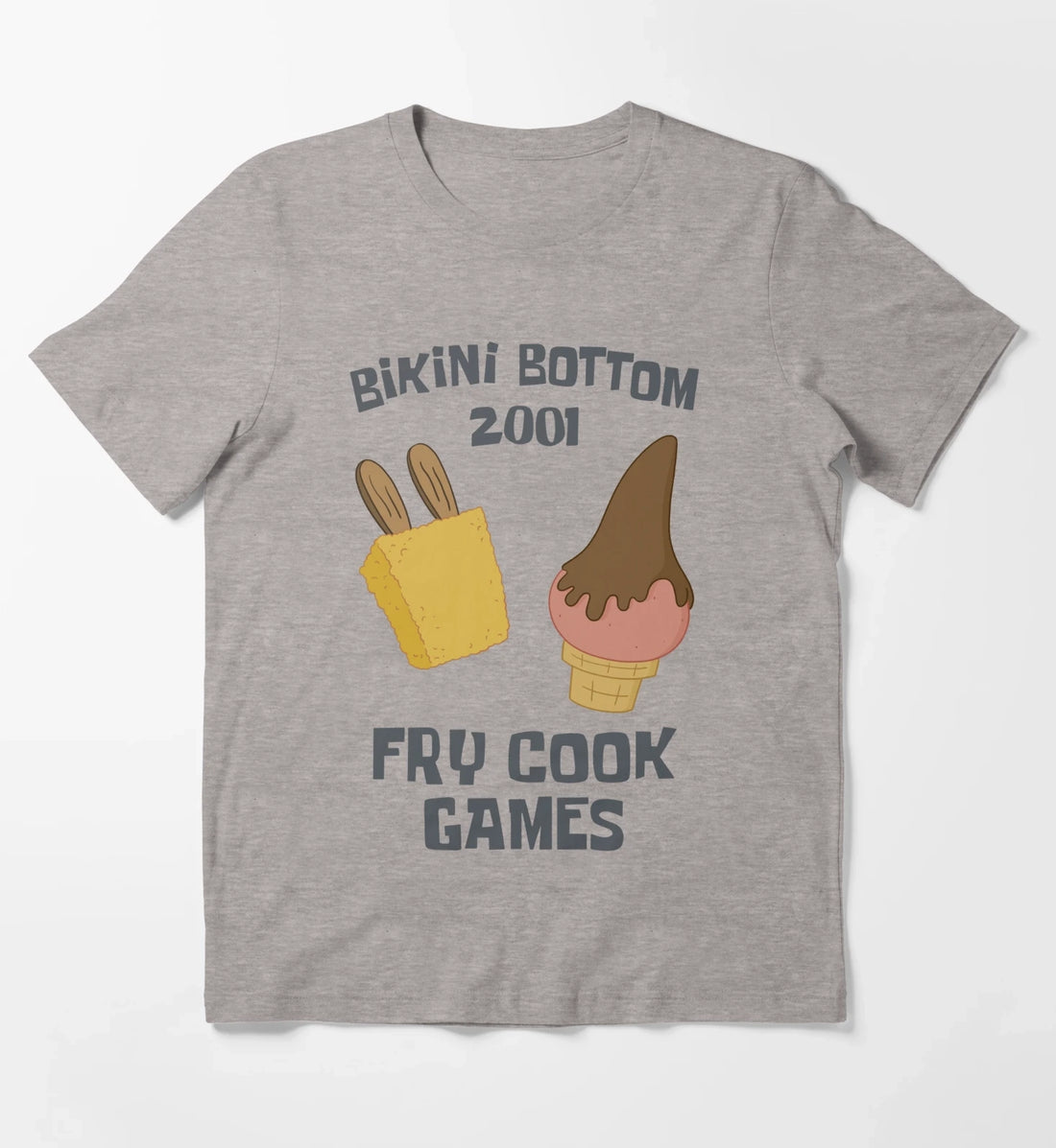 SpongeBob SquarePants Bikini Bottom 2001 Fry Cook Games T-Shirt Heather Grey