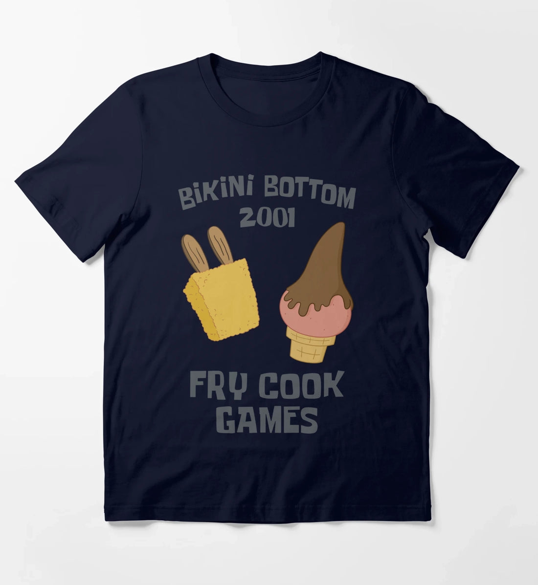 SpongeBob SquarePants Bikini Bottom 2001 Fry Cook Games T-Shirt Navy
