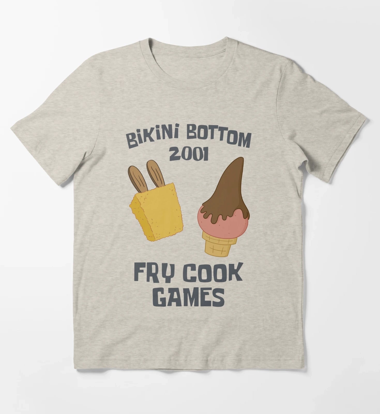 SpongeBob SquarePants Bikini Bottom 2001 Fry Cook Games T-Shirt Cream