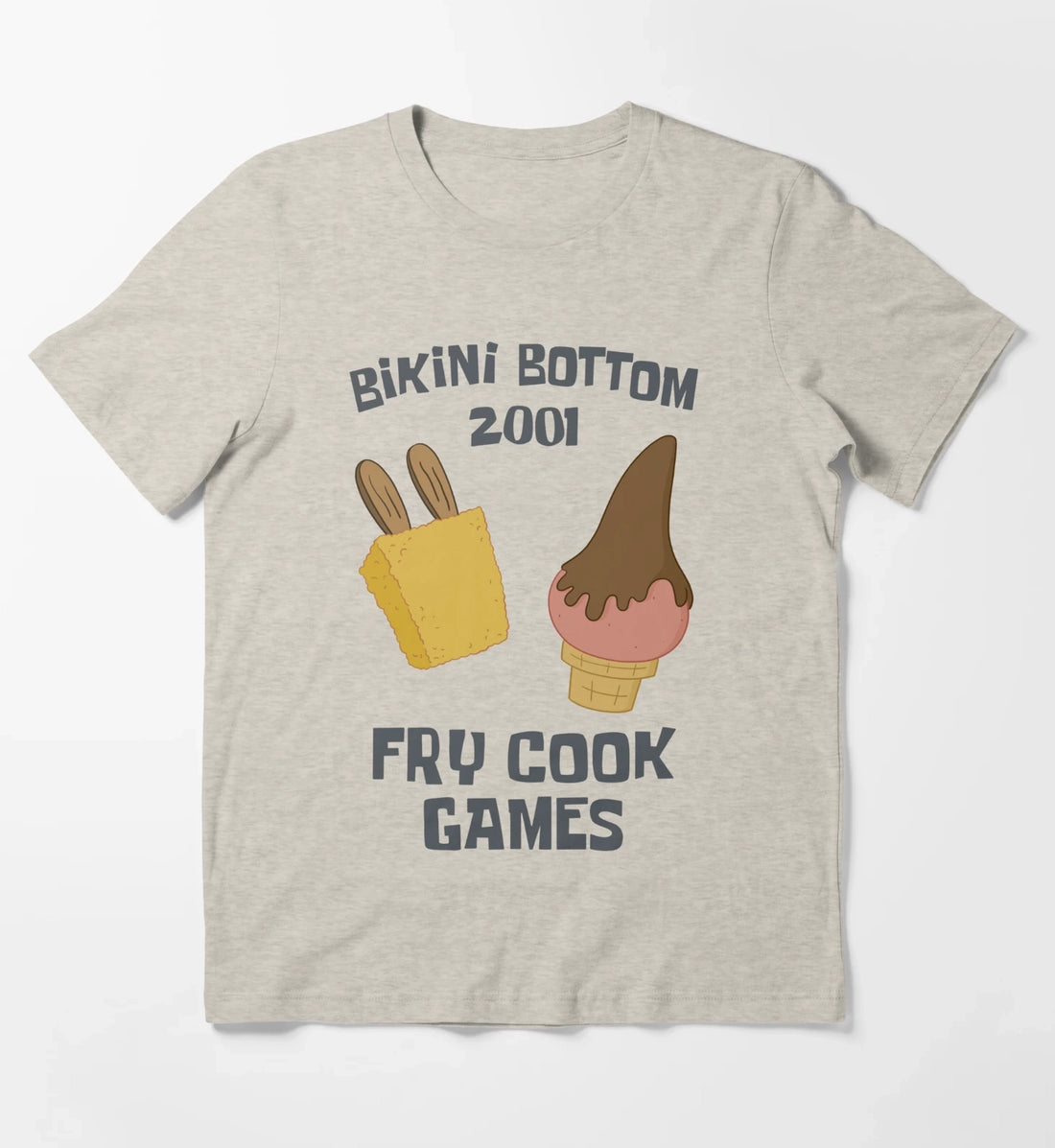 SpongeBob SquarePants Bikini Bottom 2001 Fry Cook Games T-Shirt Cream