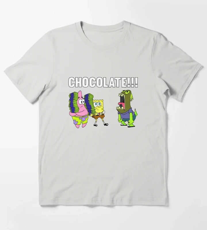 SpongeBob SquarePants CHOCOLATE Yelling Fish Logo T-Shirt Light Grey
