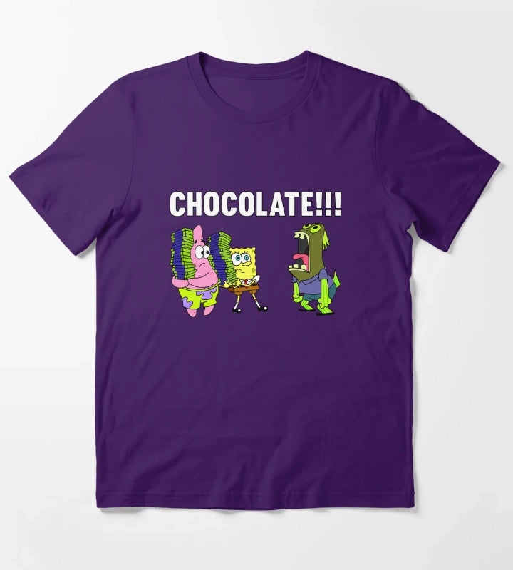 SpongeBob SquarePants CHOCOLATE Yelling Fish Logo T-Shirt Purple