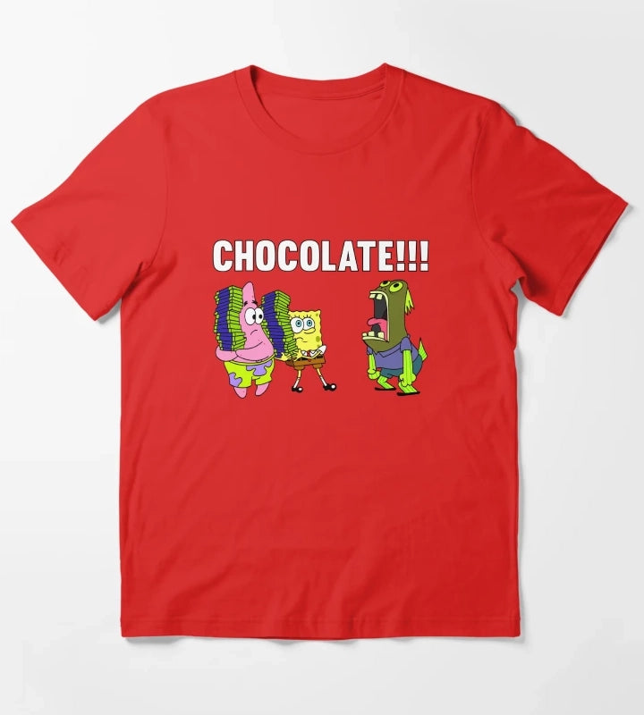 SpongeBob SquarePants CHOCOLATE Yelling Fish Logo T-Shirt Red