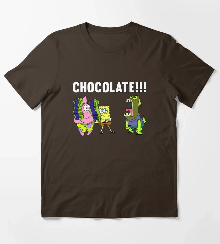 SpongeBob SquarePants CHOCOLATE Yelling Fish Logo T-Shirt Brown