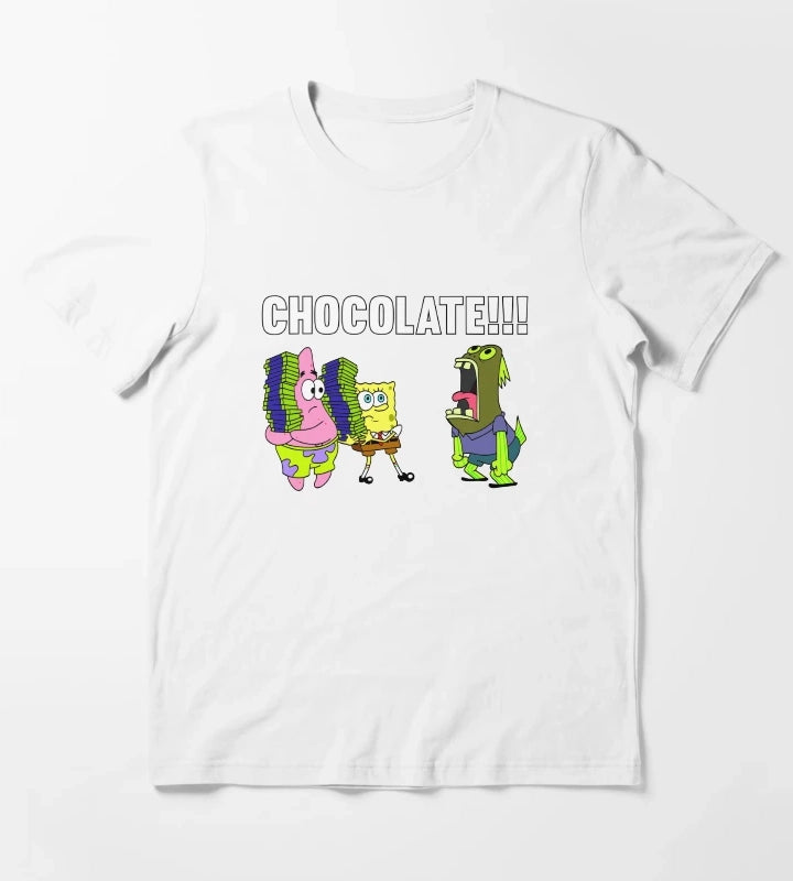 SpongeBob SquarePants CHOCOLATE Yelling Fish Logo T-Shirt White