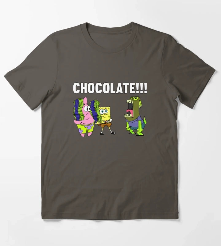 SpongeBob SquarePants CHOCOLATE Yelling Fish Logo T-Shirt Dark Grey
