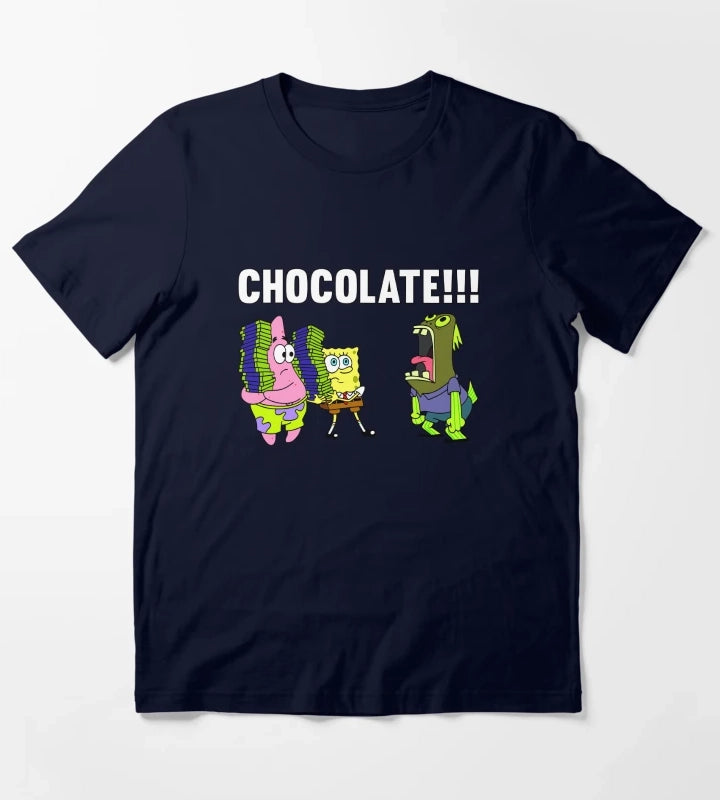 SpongeBob SquarePants CHOCOLATE Yelling Fish Logo T-Shirt Navy
