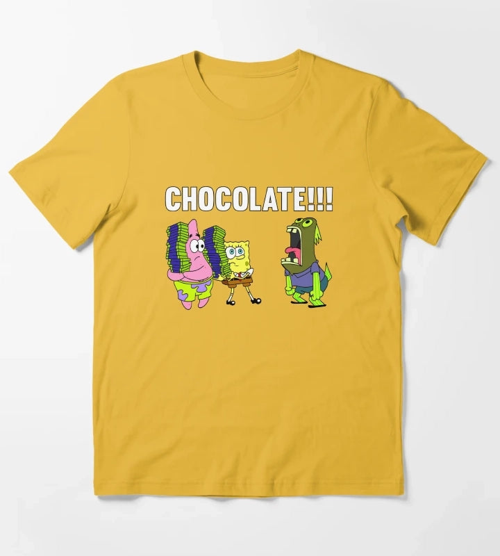 SpongeBob SquarePants CHOCOLATE Yelling Fish Logo T-Shirt Yellow