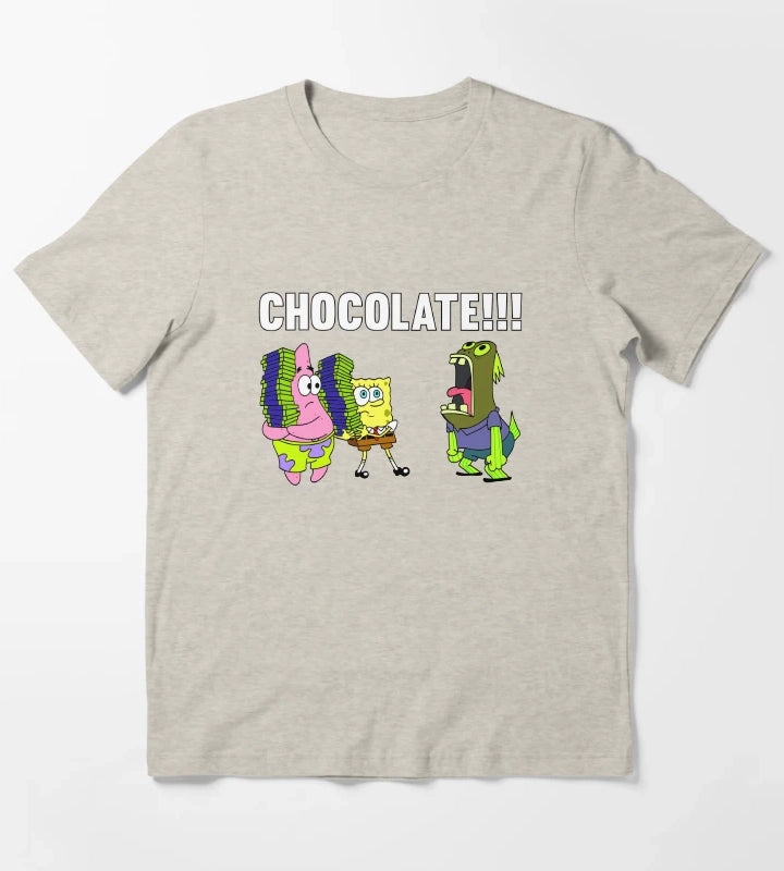 SpongeBob SquarePants CHOCOLATE Yelling Fish Logo T-Shirt Cream