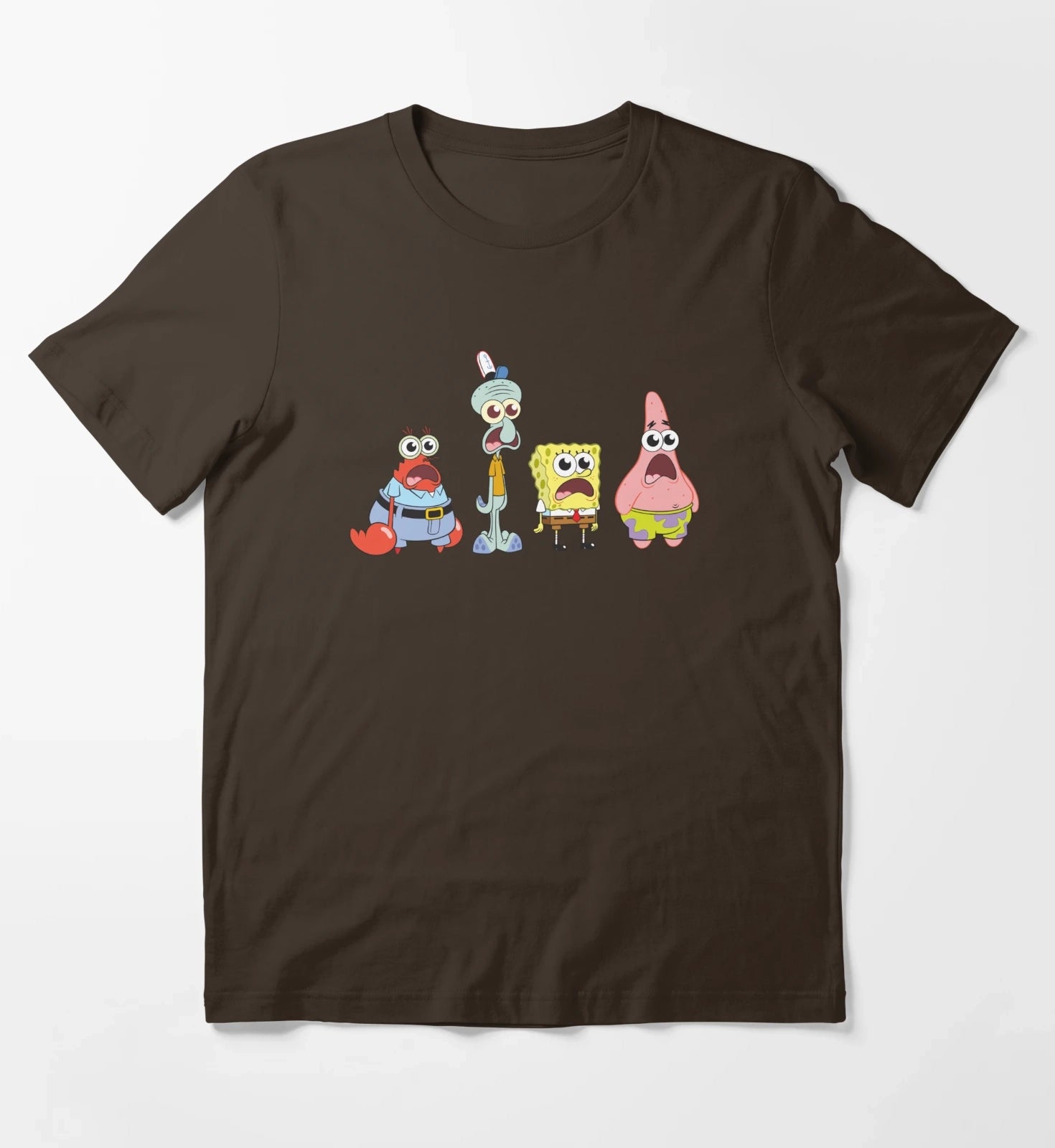 SpongeBob SquarePants Cast Group Stare T-Shirt Brown