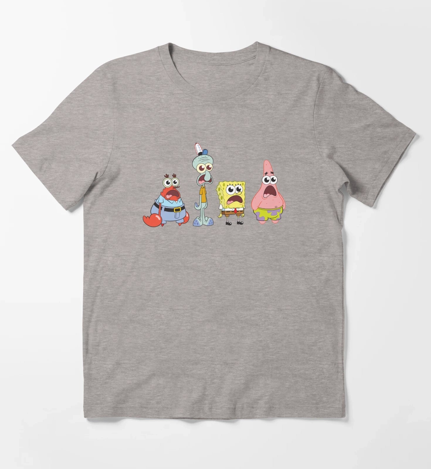 SpongeBob SquarePants Cast Group Stare T-Shirt Heather Grey
