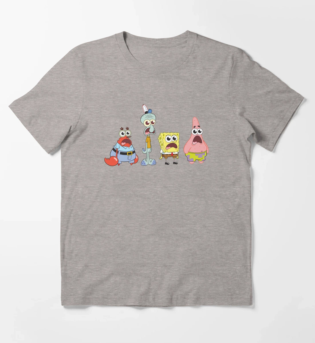 SpongeBob SquarePants Cast Group Stare T-Shirt Heather Grey