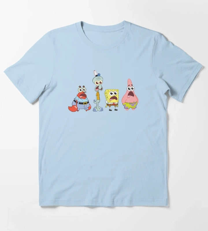 SpongeBob SquarePants Cast Group Stare T-Shirt Sky Blue