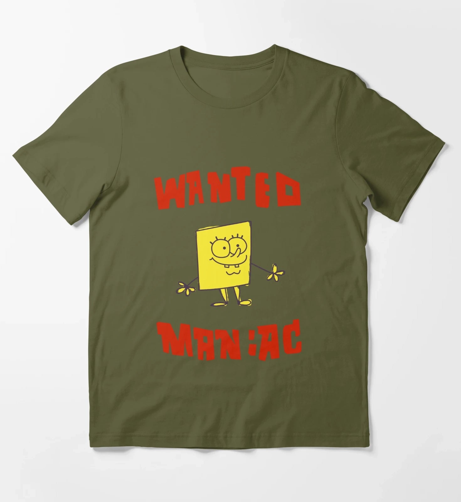 SpongeBob SquarePants Classic Wanted Maniac T-Shirt Olive Green