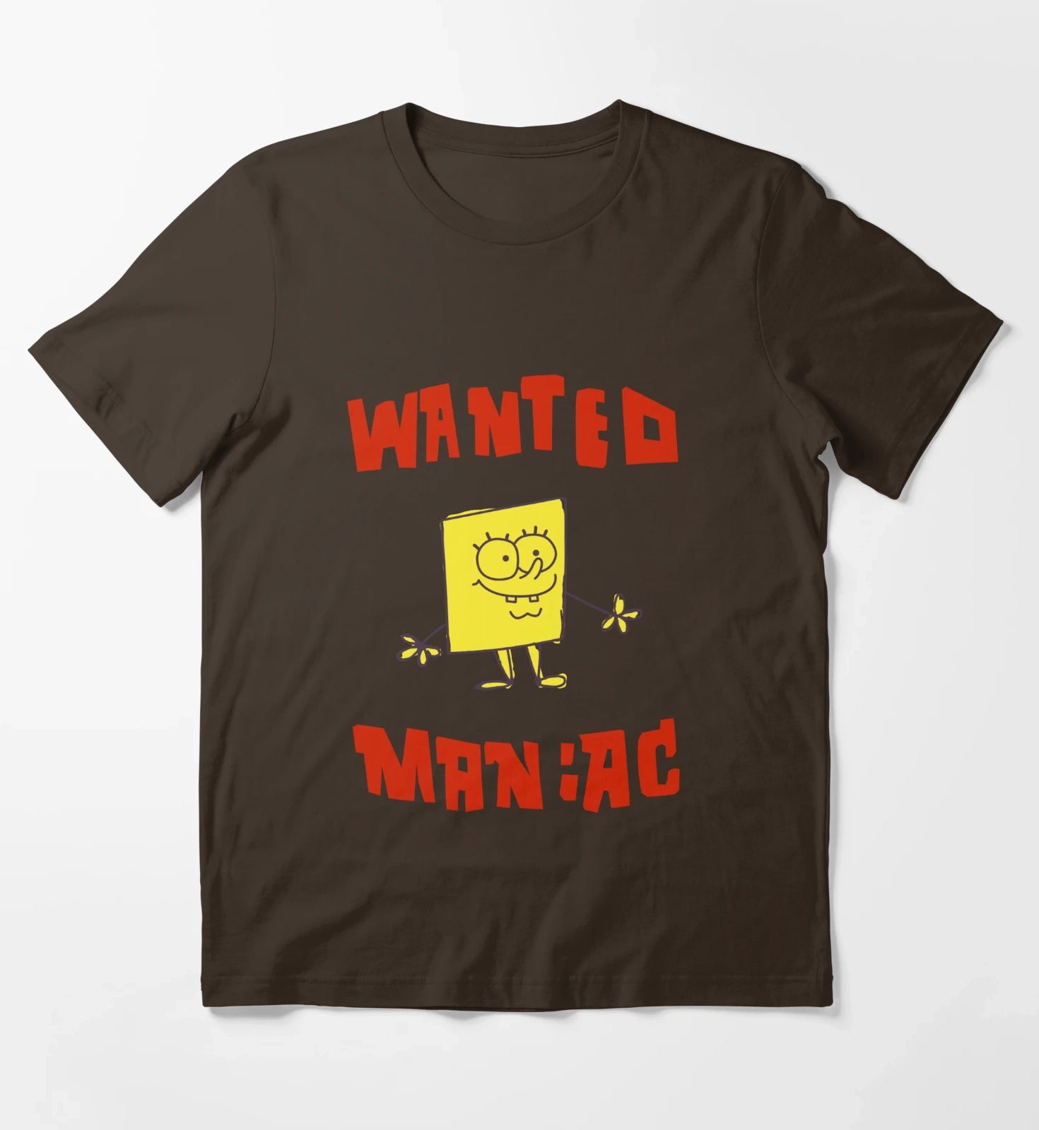 SpongeBob SquarePants Classic Wanted Maniac T-Shirt Brown