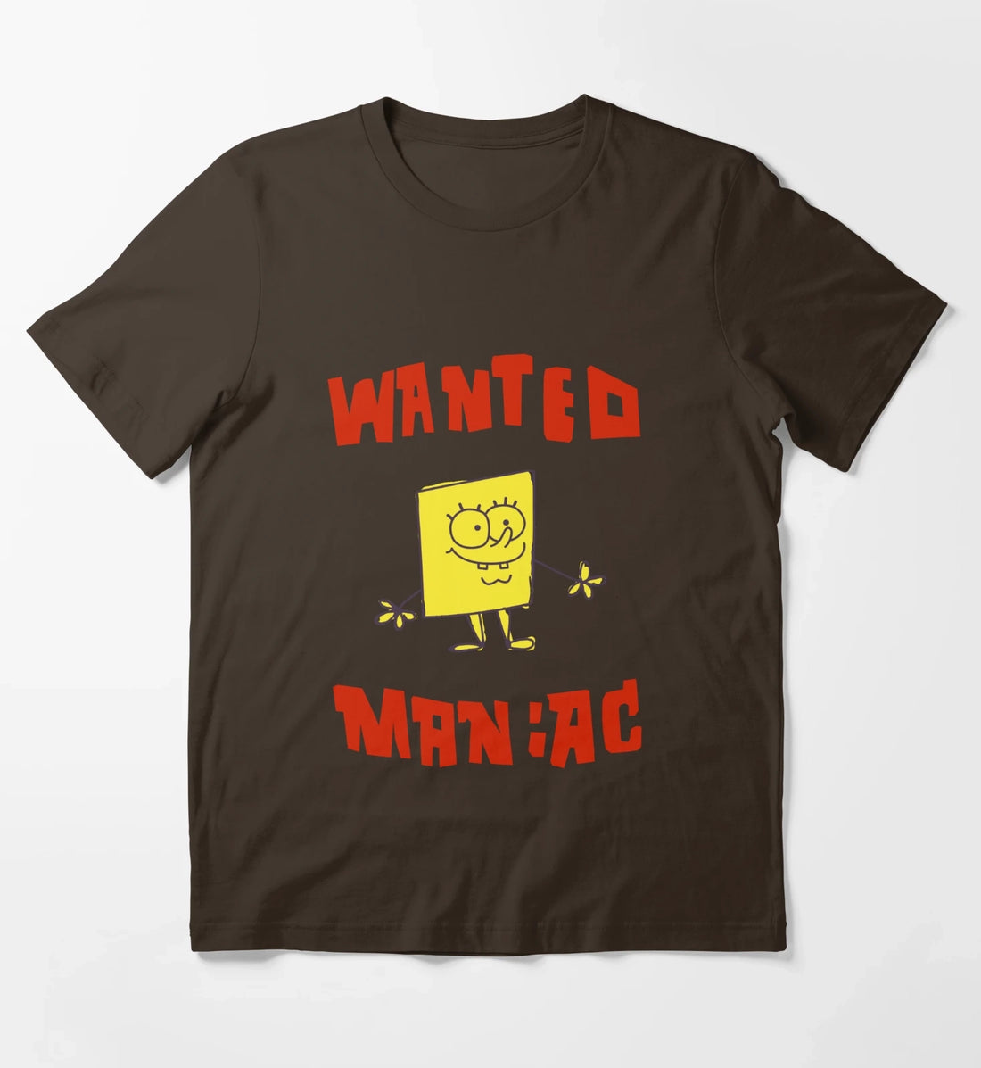 SpongeBob SquarePants Classic Wanted Maniac T-Shirt Brown